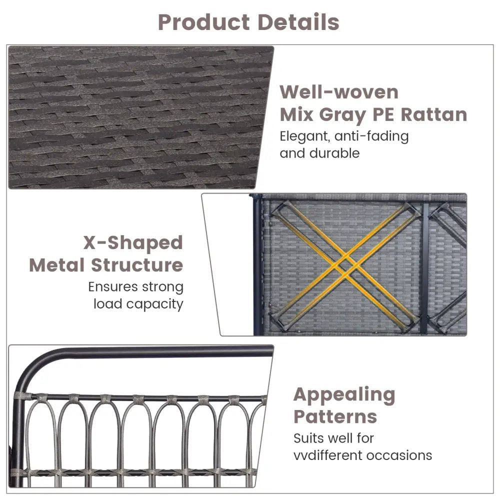 2-Person Outdoor Hanging Chair with Ropes-Gray - Gray - Porch Swings