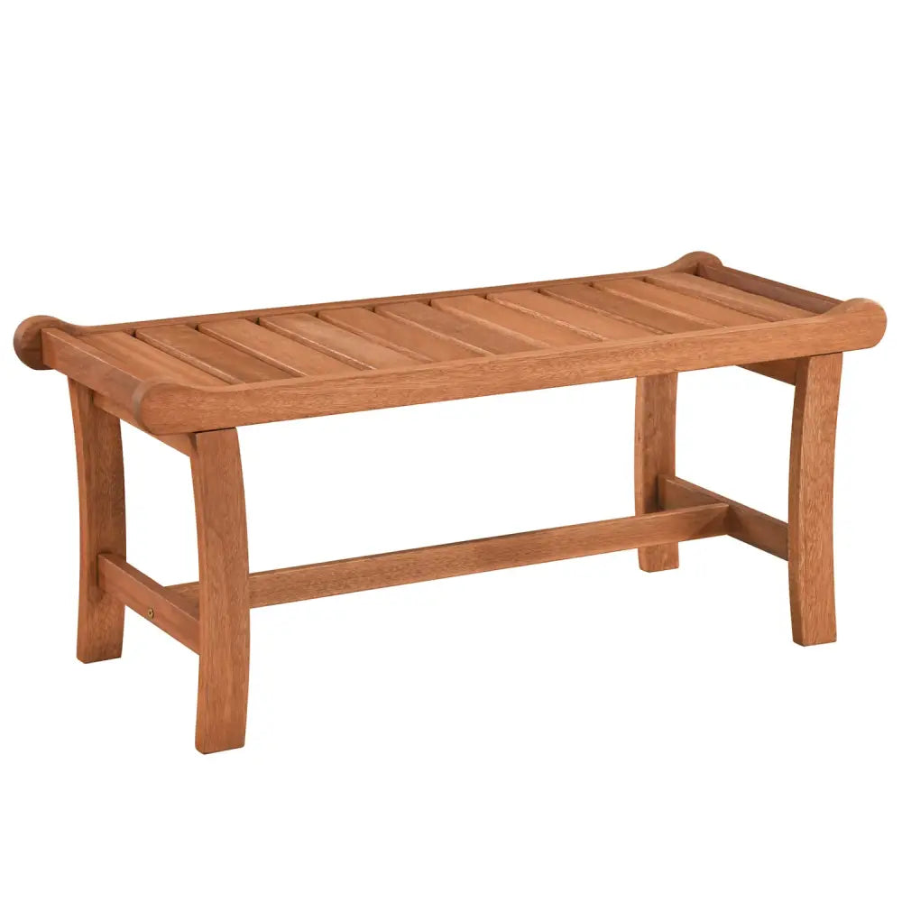 2-Person Outdoor Wood Bench with Slatted Seat and Raised Edges-1 Piece - Outdoor Benches
