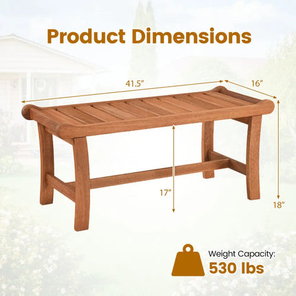 2-Person Outdoor Wood Bench with Slatted Seat and Raised Edges-Set of 2 - Outdoor Benches