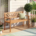 2-Person Patio Acacia Wood Garden Chair with Armrests and Backrest for Porch - Teak - Outdoor Benches