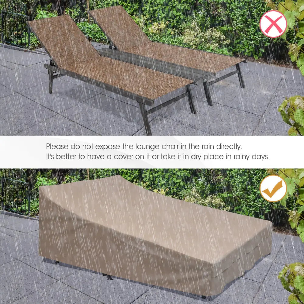2-Person Patio Chaise Lounge with Middle Panel-Brown - Brown - Outdoor Chaise Lounges