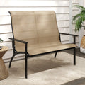 2-Person Patio Garden Bench with High Back and Armrests-Coffee - Coffee - Outdoor Benches