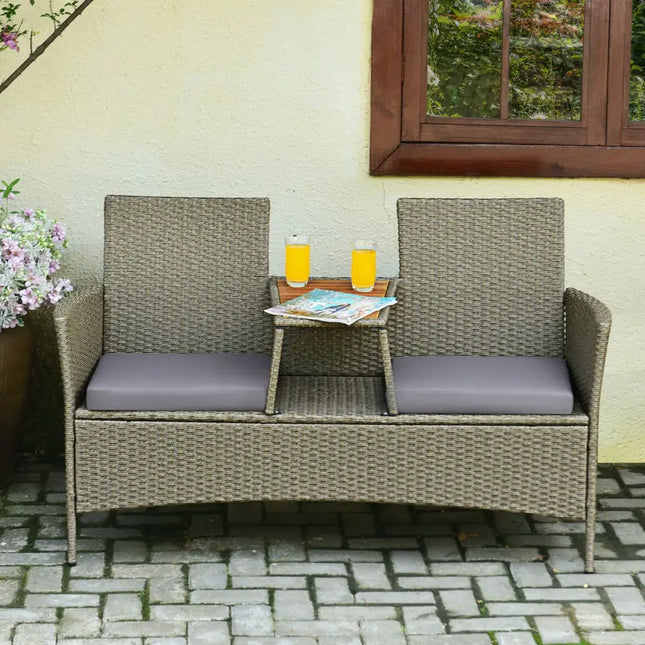 2-Person Patio Rattan Conversation Furniture Set with Coffee Table - Green - Patio Conversation Sets
