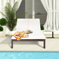 2-Person Patio Rattan Lounge Chair with Adjustable Backrest-White - White - Outdoor Chaise Lounges