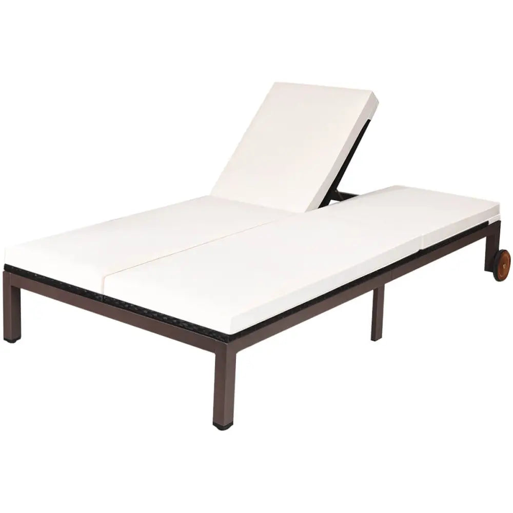 2-Person Patio Rattan Lounge Chair with Adjustable Backrest-White - White - Outdoor Chaise Lounges