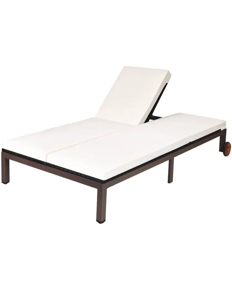 2-Person Patio Rattan Lounge Chair with Adjustable Backrest-White - White - Outdoor Chaise Lounges