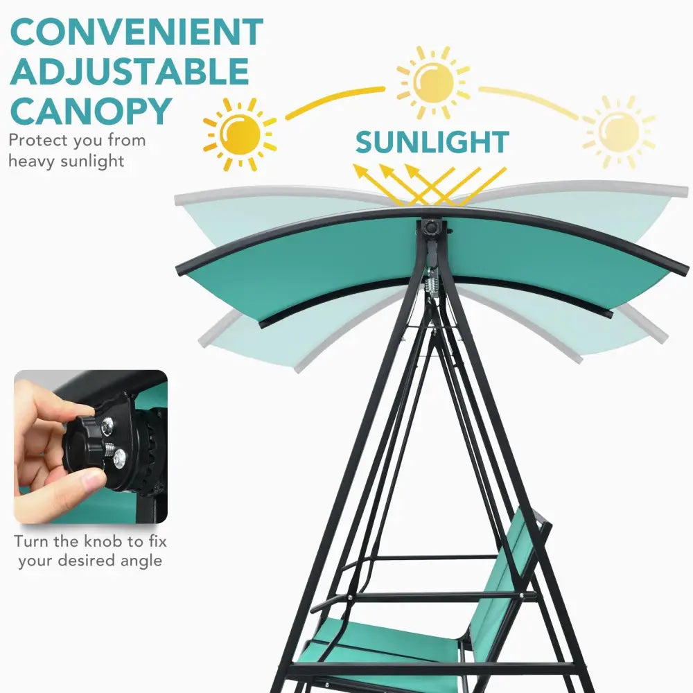 2 Person Patio Swing with Weather Resistant Glider and Adjustable Canopy-Green - Green - Porch Swings