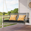 2-Person Patio Wicker Hanging Swing Chair-Black - Black - Porch Swings