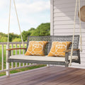 2-Person Patio Wicker Hanging Swing Chair-Off White - Off White - Porch Swings