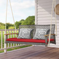 2-Person Patio Wicker Hanging Swing Chair-Red - Red - Porch Swings