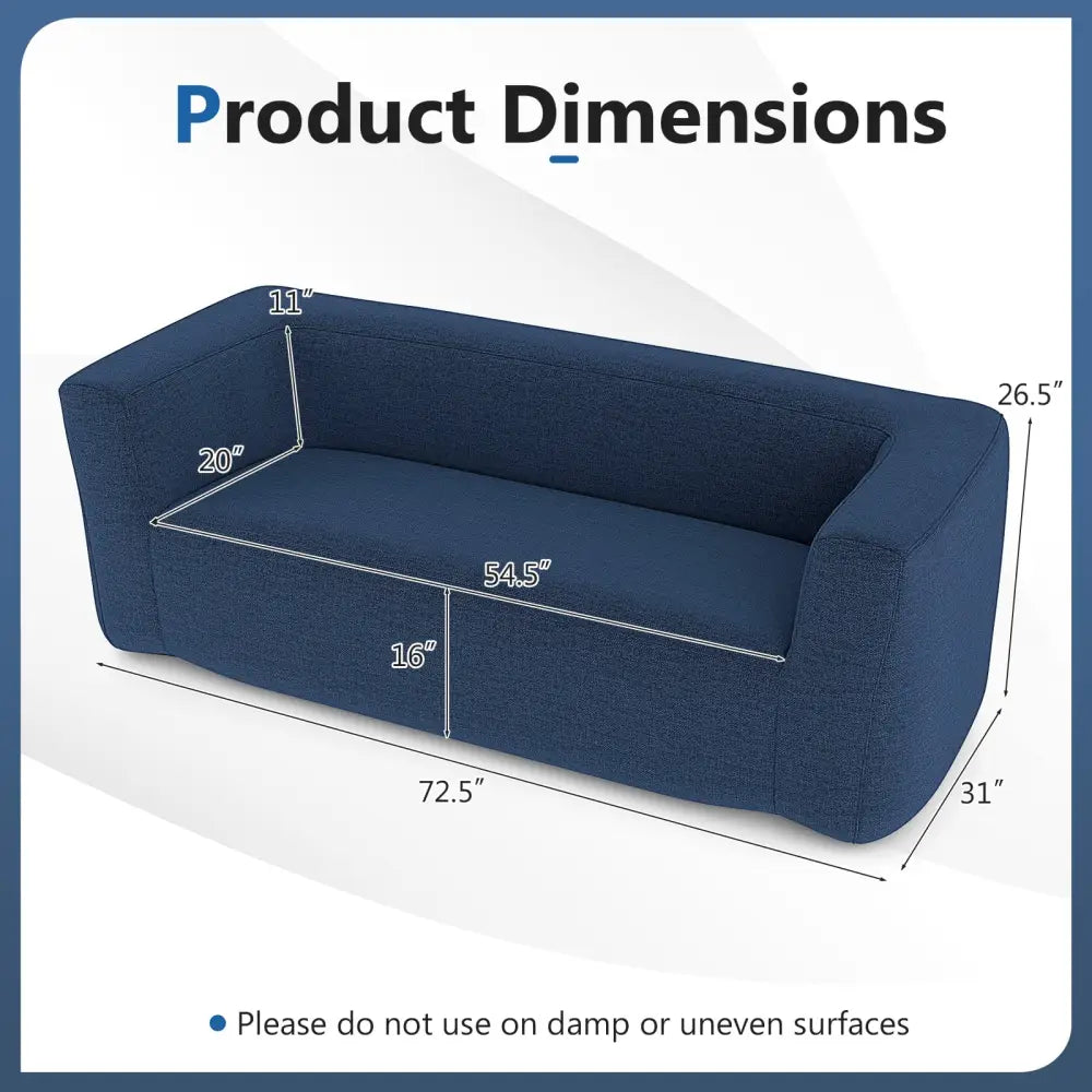 2-Person Portable Blow Up Sofa with Detachable Cover-Blue - Blue - Camping Furniture