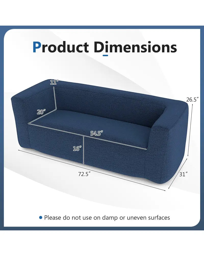 2-Person Portable Blow Up Sofa with Detachable Cover-Blue - Blue - Camping Furniture