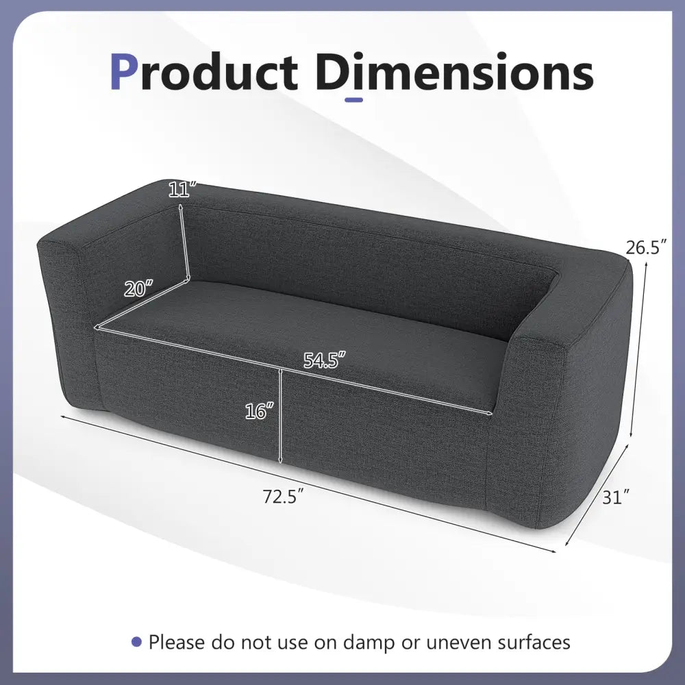 2-Person Portable Blow Up Sofa with Detachable Cover-Gray - Gray - Camping Furniture