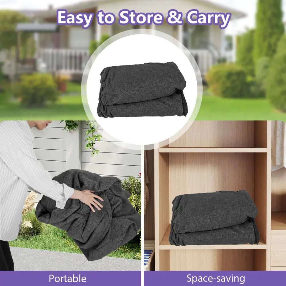 2-Person Portable Blow Up Sofa with Detachable Cover-Gray - Gray - Camping Furniture