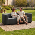 2-Person Portable Blow Up Sofa with Detachable Cover-Gray - Gray - Camping Furniture