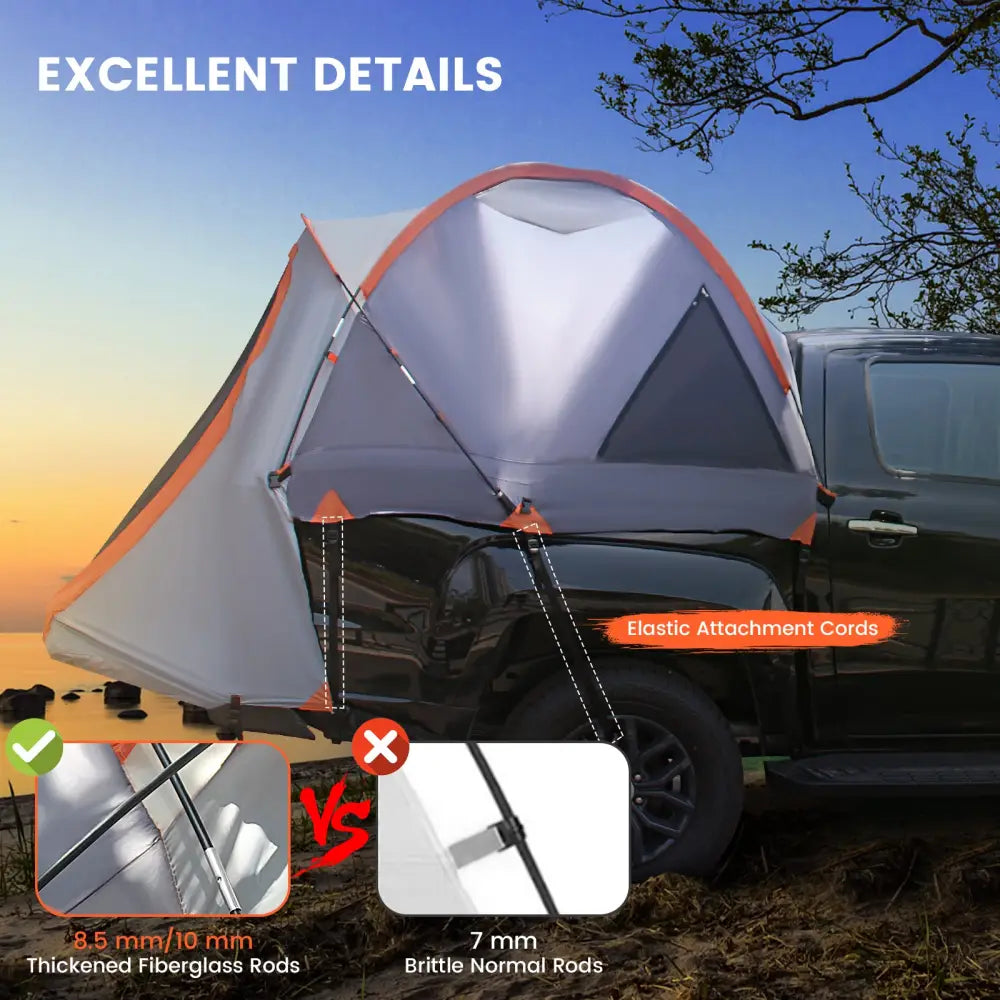 2 Person Portable Pickup Tent with Carry Bag-L - Orange - Tents