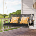2-Person Rattan Hanging Porch Swing Chair-Black - Black - Porch Swings