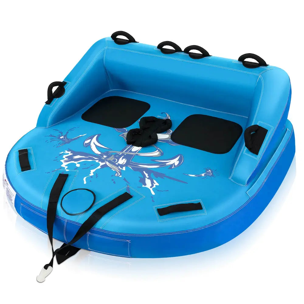 2 Person Water Sport Inflatable Towable Tubes for Boating-Blue - Blue - Water Sports