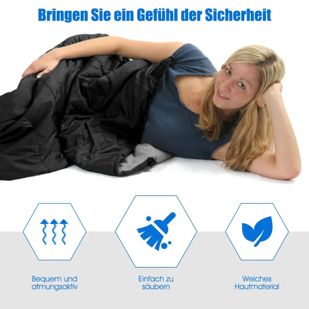 2 Person Waterproof Sleeping Bag with 2 Pillows-Black - Black - Air Mattresses & Sleeping Bags
