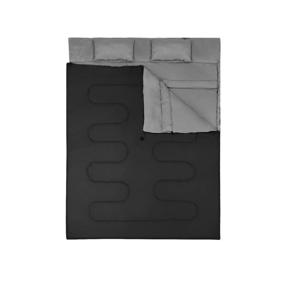 2 Person Waterproof Sleeping Bag with 2 Pillows-Black - Black - Air Mattresses & Sleeping Bags