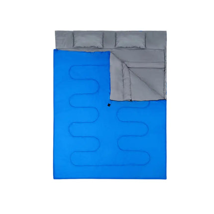 2 Person Waterproof Sleeping Bag with 2 Pillows-Blue - Blue - Air Mattresses & Sleeping Bags