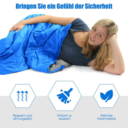 2 Person Waterproof Sleeping Bag with 2 Pillows-Blue - Blue - Air Mattresses & Sleeping Bags