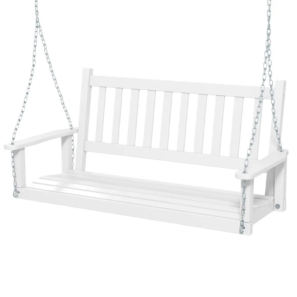 2-Person Wooden Outdoor Porch Swing with 500 lbs Weight Capacity-White - White - Porch Swings