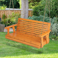 2-Person Wooden Porch Swing with Hanging Chains for Garden Yard-Orange - Orange - Porch Swings