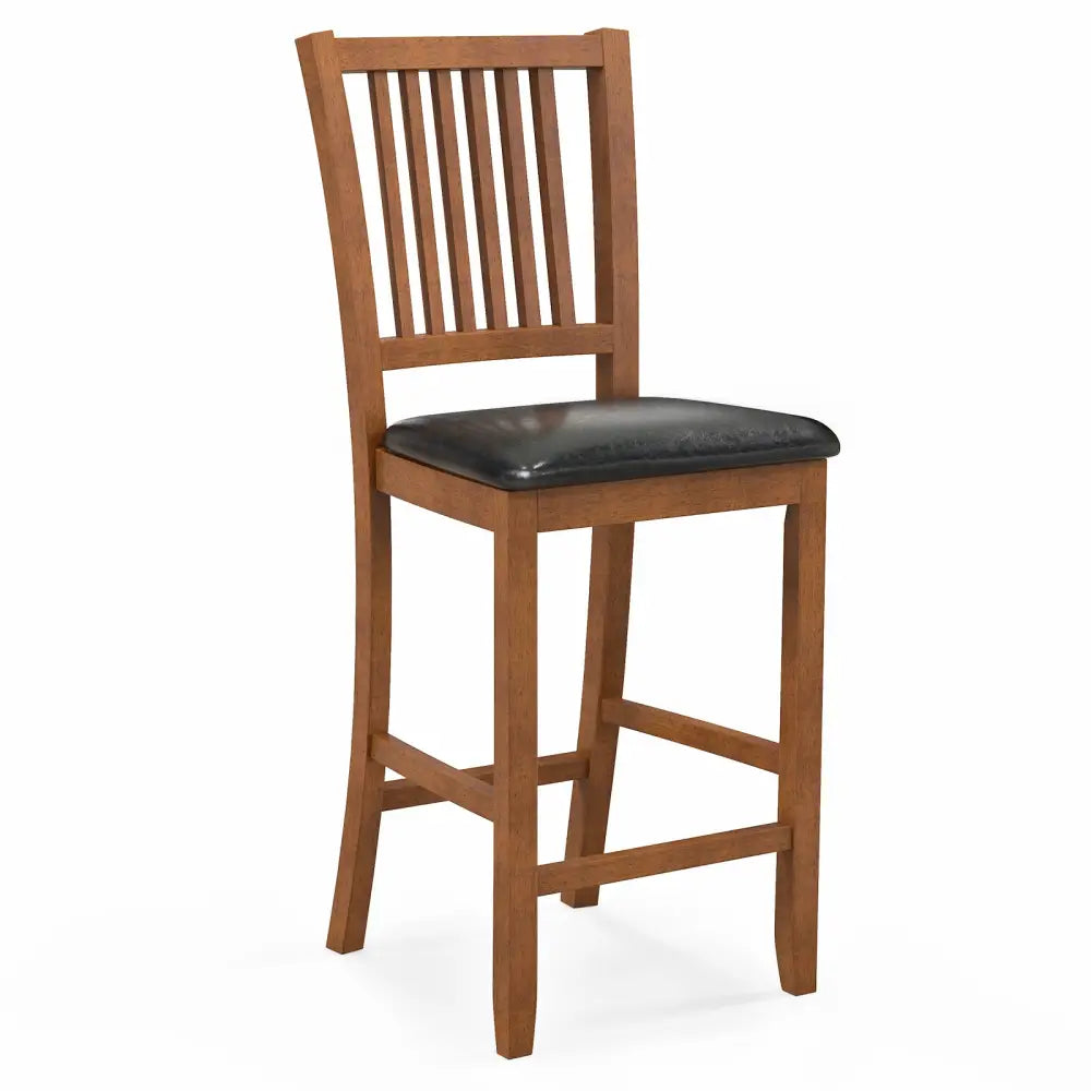 2-Piece Bar Chair Set Counter Height Bar Stool with Backrest-Walnut Costway