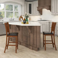 2-Piece Bar Chair Set Counter Height Bar Stool with Backrest-Walnut Costway