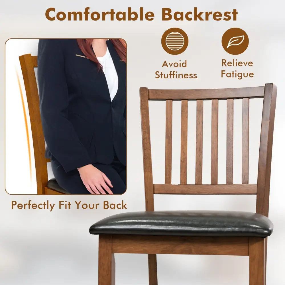 2-Piece Bar Chair Set Counter Height Bar Stool with Backrest-Walnut Costway
