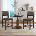 2 Piece Bar Chair Set with Hollowed Back and Rubber Wood Legs-Brown Costway