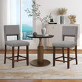 2 Piece Bar Chair Set with Hollowed Back and Rubber Wood Legs-Gray Costway