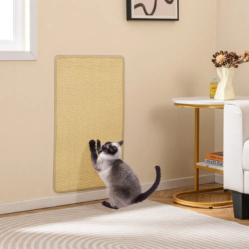 2 Piece Cat Scratcher Mat Set 32 x 20 Inch Natural Sisal Pads - Natural - Cat Trees Condos & Scratchers