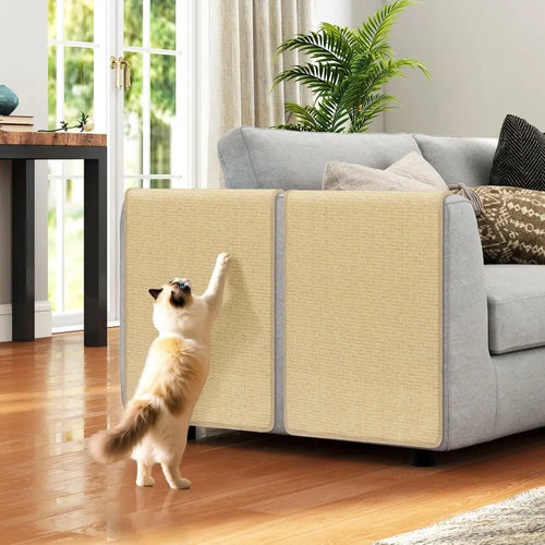 2 Piece Cat Scratcher Mat Set 32 x 20 Inch Natural Sisal Pads - Natural - Cat Trees Condos & Scratchers