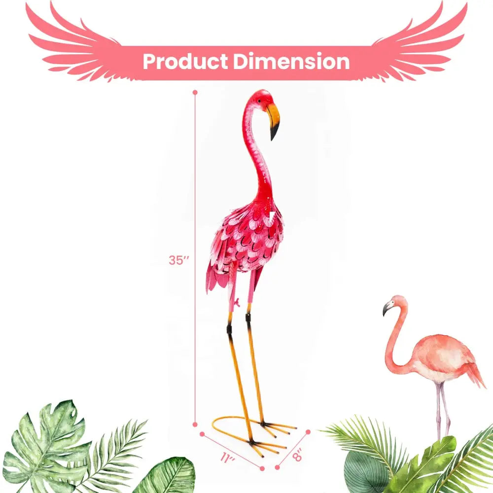 2-Piece Flamingo Garden Statue Set - Red - Outdoor Decor