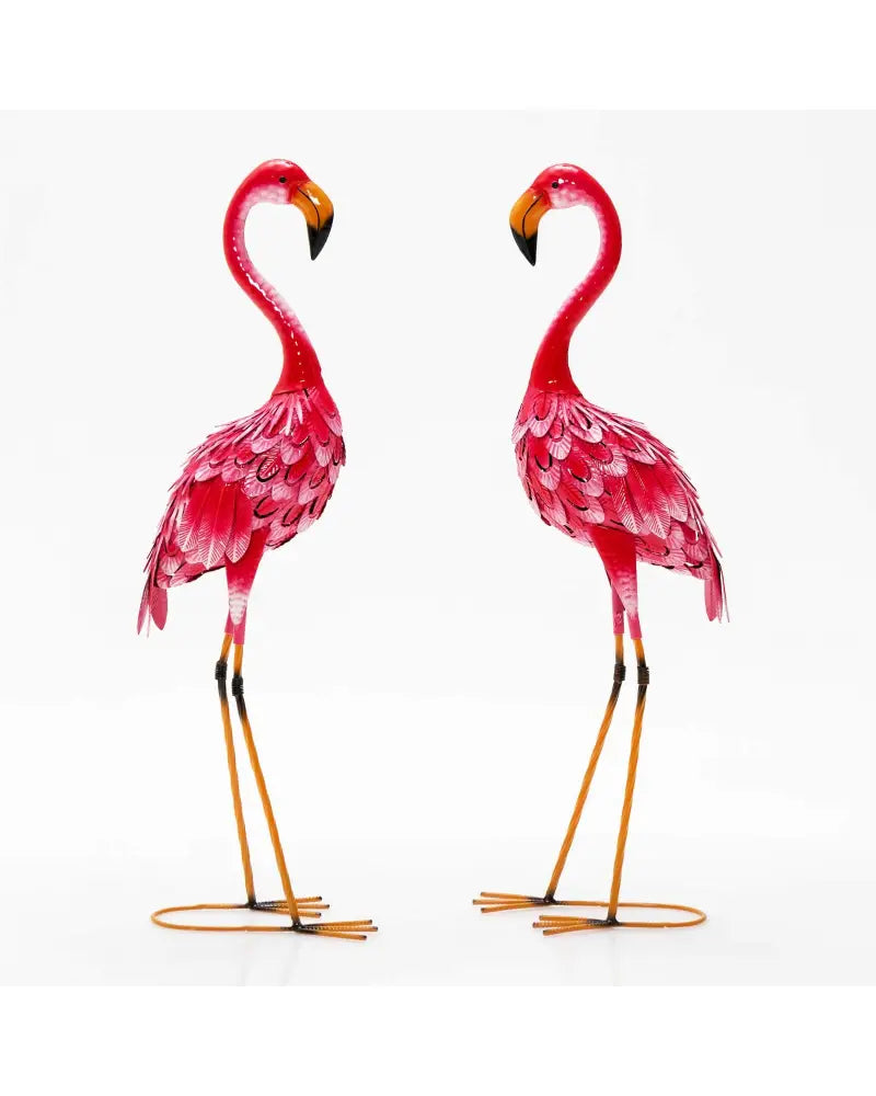 2-Piece Flamingo Garden Statue Set - Red - Outdoor Decor