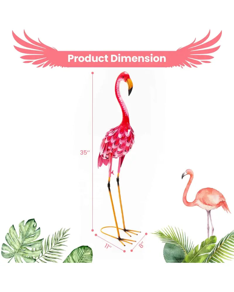 2-Piece Flamingo Garden Statue Set - Red - Outdoor Decor
