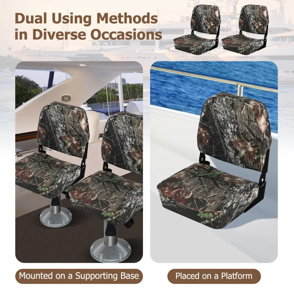 2-Piece Folding Boat Seat Set with Sponge Padding-Camouflage - Camouflage - Water Sports