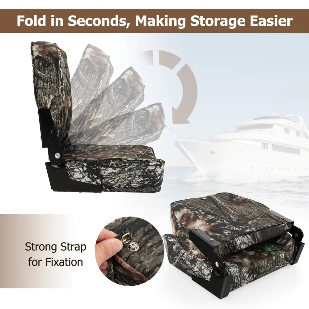 2-Piece Folding Boat Seat Set with Sponge Padding-Camouflage - Camouflage - Water Sports