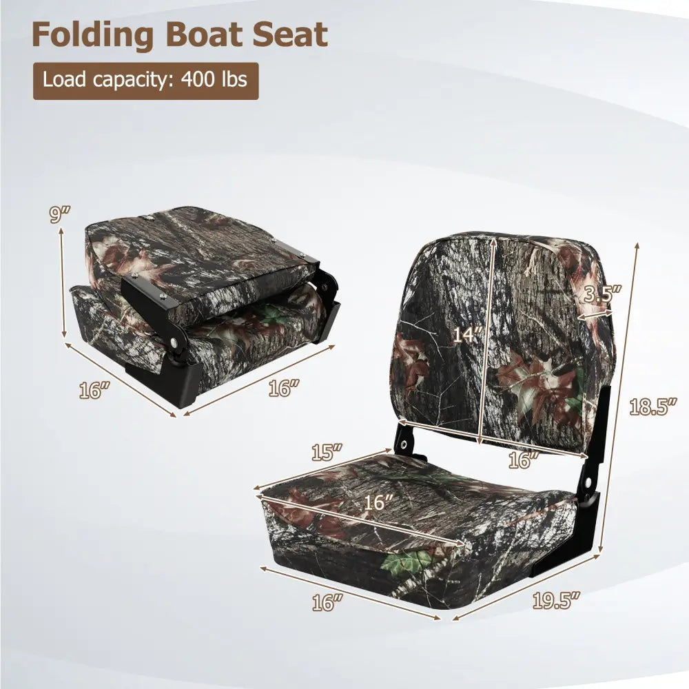 2-Piece Folding Boat Seat Set with Sponge Padding-Camouflage - Camouflage - Water Sports