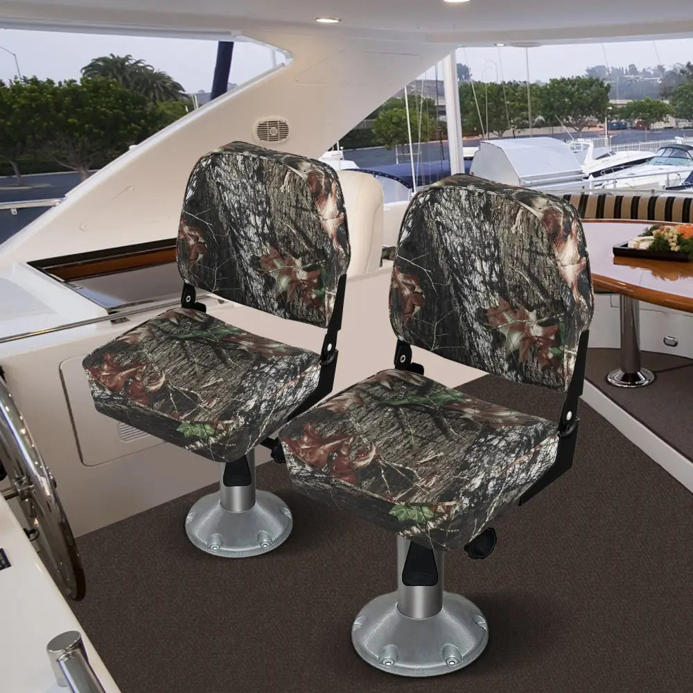 2-Piece Folding Boat Seat Set with Sponge Padding-Camouflage - Camouflage - Water Sports
