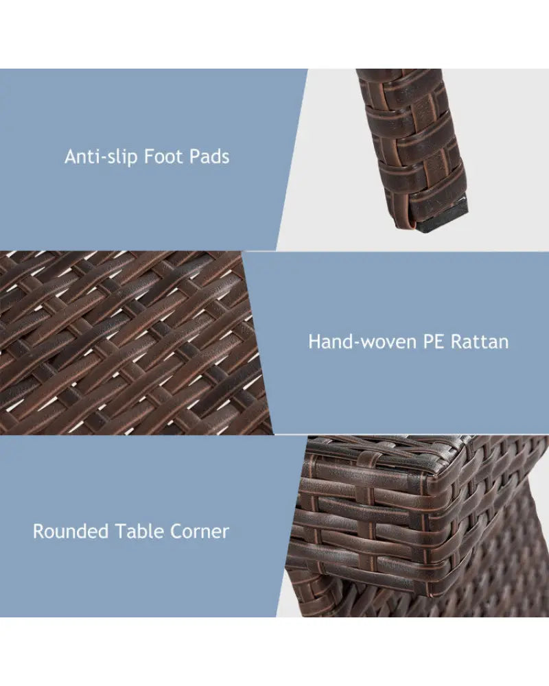 2-Piece Folding Padded Rattan Patio Chaise Lounge with Side Table Set - Outdoor Chaise Lounges