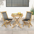 2 Piece Indonesia Teak Patio Folding Chairs with Woven Rope Seat and Back for Porch Backyard Poolside - Natural - Patio