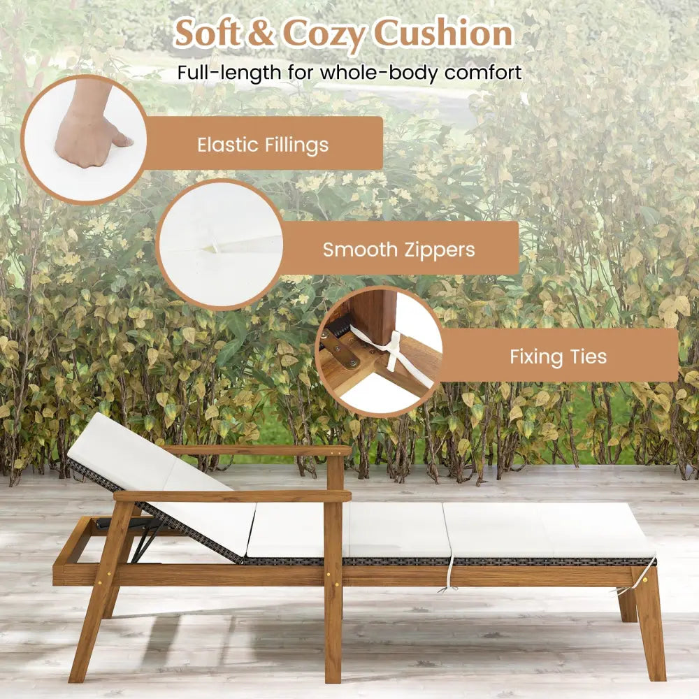 2 Piece Outdoor Chaise Lounge Chair Set Rattan Patio Chaise with Armrests - Patio Conversation Sets