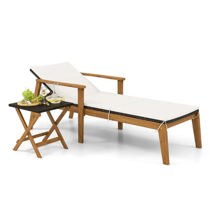 2 Piece Outdoor Chaise Lounge Chair Set Rattan Patio Chaise with Armrests - Patio Conversation Sets