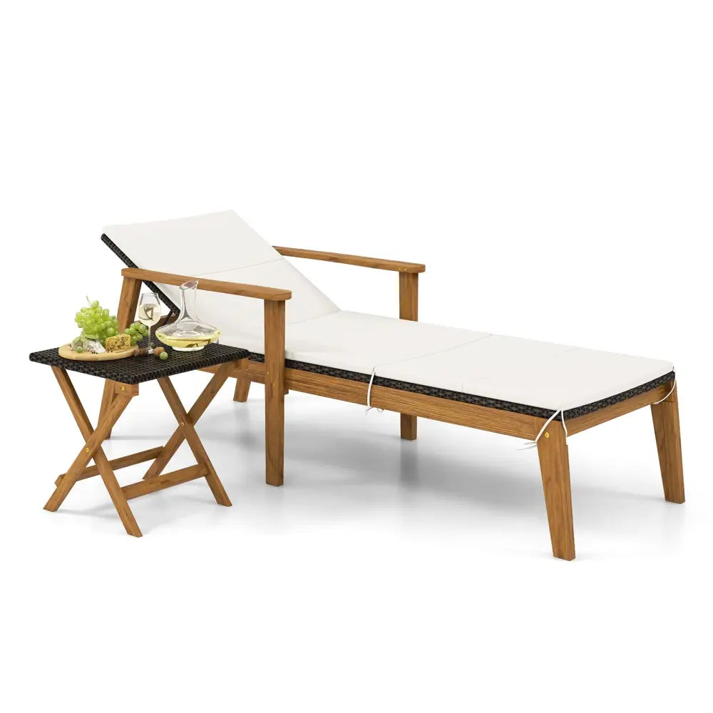 2 Piece Outdoor Chaise Lounge Chair Set Rattan Patio Chaise with Armrests - Patio Conversation Sets