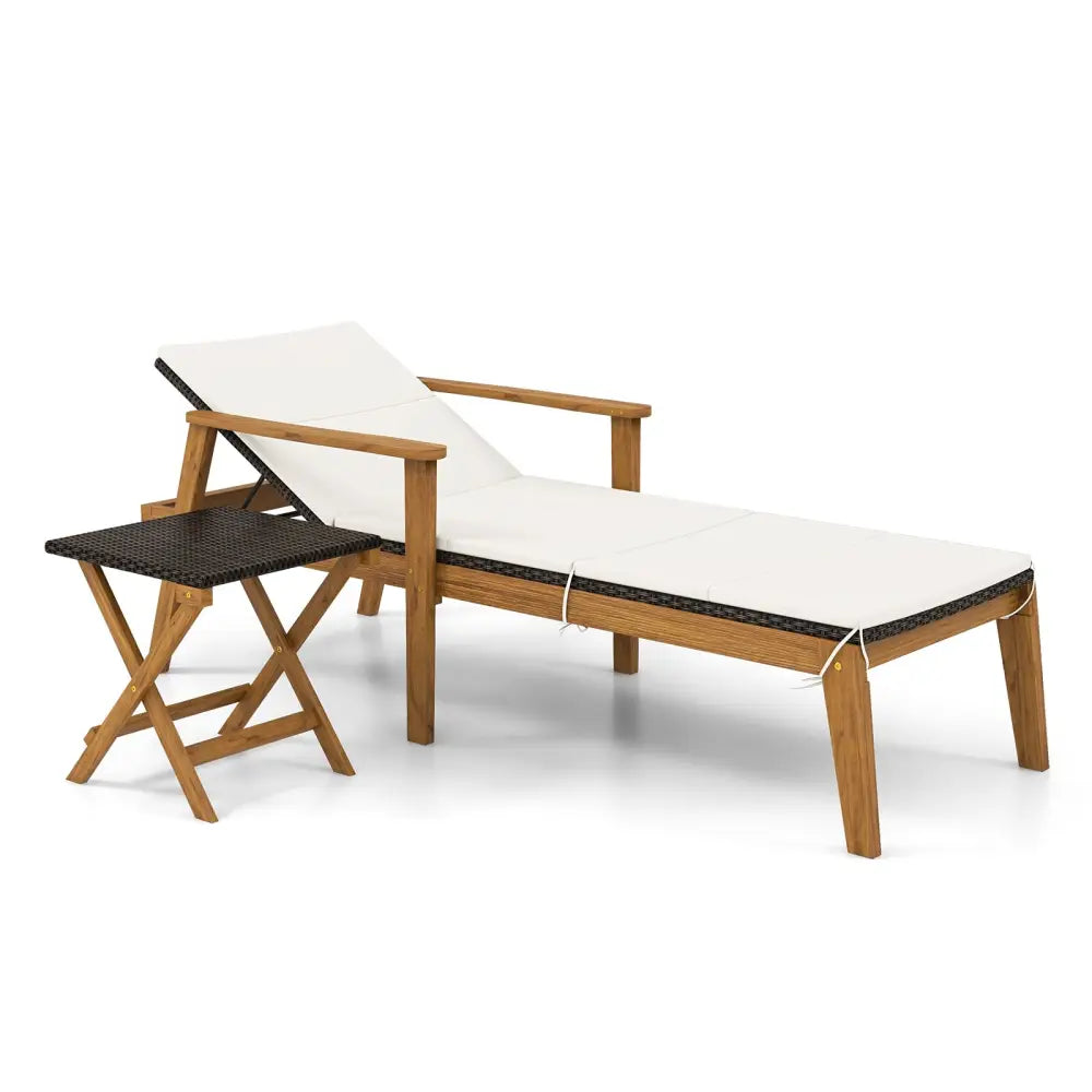 2 Piece Outdoor Chaise Lounge Chair Set Rattan Patio Chaise with Armrests - Patio Conversation Sets