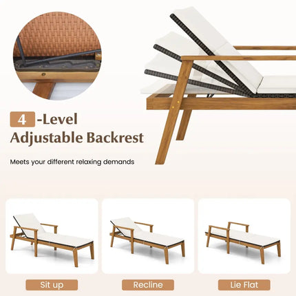 2 Piece Outdoor Chaise Lounge Chair Set Rattan Patio Chaise with Armrests - Patio Conversation Sets