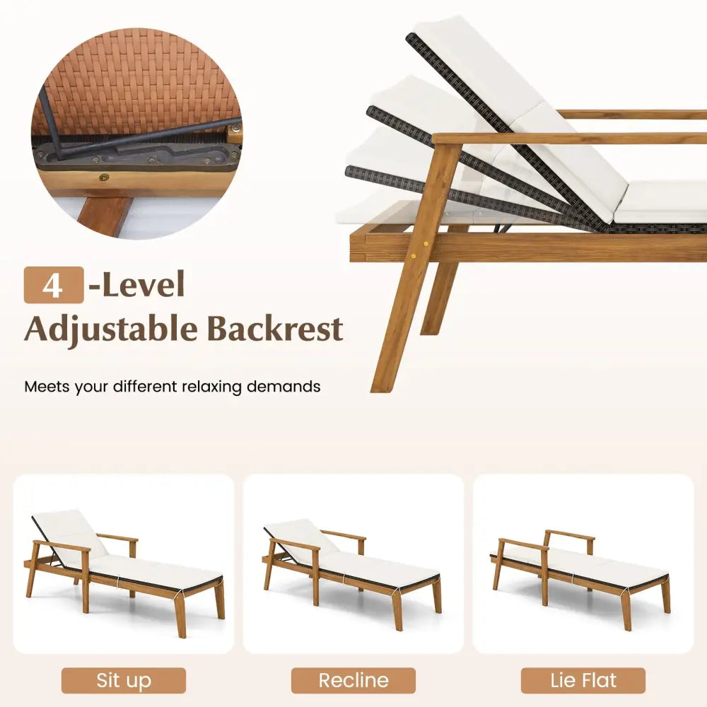 2 Piece Outdoor Chaise Lounge Chair Set Rattan Patio Chaise with Armrests - Patio Conversation Sets